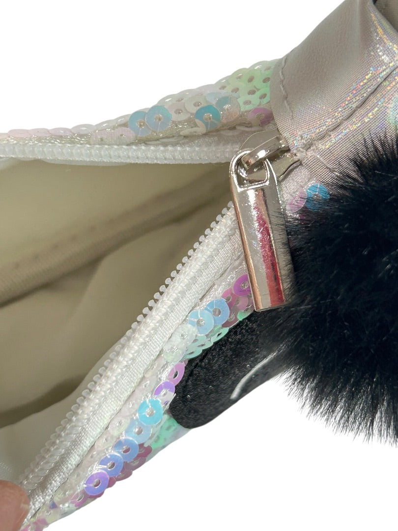 Claires New Panda Girls Handbag Sequin Shiny White