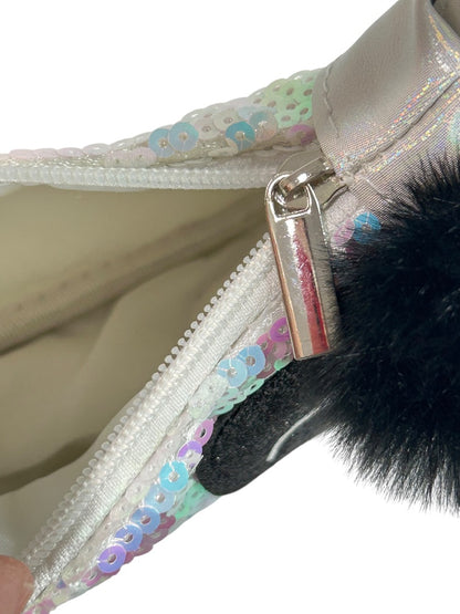 Claires New Panda Girls Handbag Sequin Shiny White
