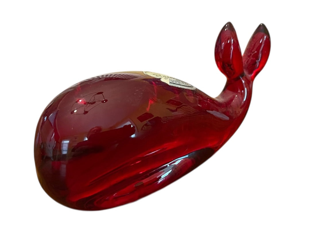 Vintage Rainbow Hand Blown Glass Whale Red Huntington West Virginia Sticker