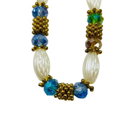 Stretch Bracelet Multi-Color Goldtone Beads Stretchy Retro Look