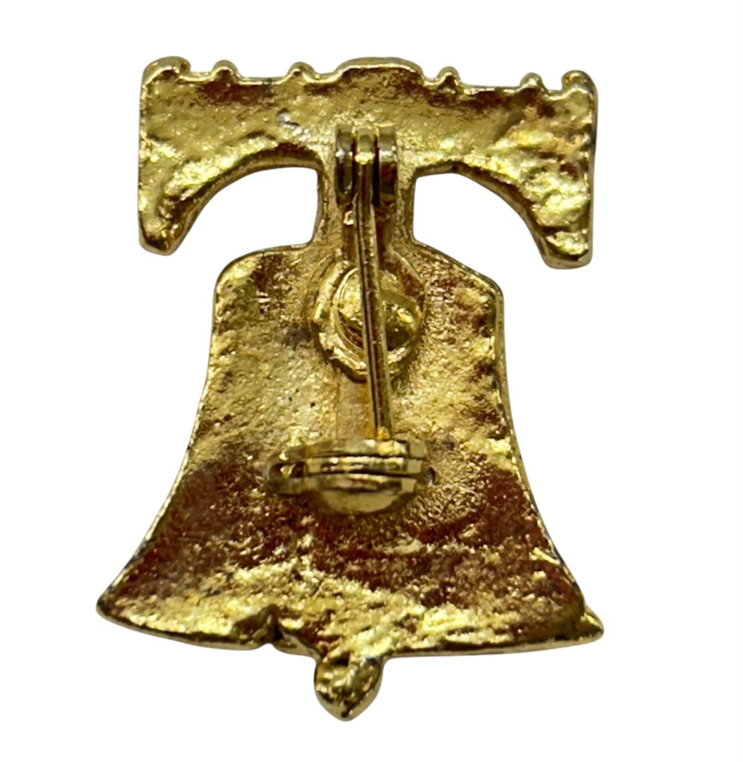 Goldtone Liberty Bell Souvenir Pin Small 1" Brooch Philadelphia