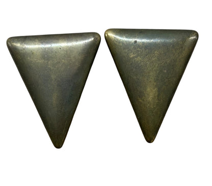 1980s Acrylic Post Pierced Earrings Metallic Finish Large Triangle 1.75 Inch