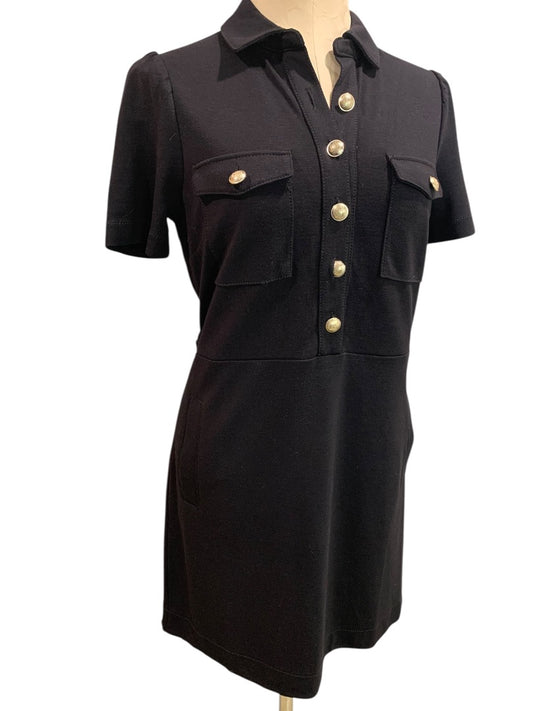 Size 4P Loft Petites Black Ponte Knit Dress Short Sleeve Pockets