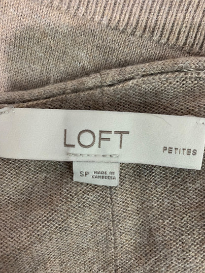 Small Petite Loft Womens Tan Lightweight Sweater V-Neck