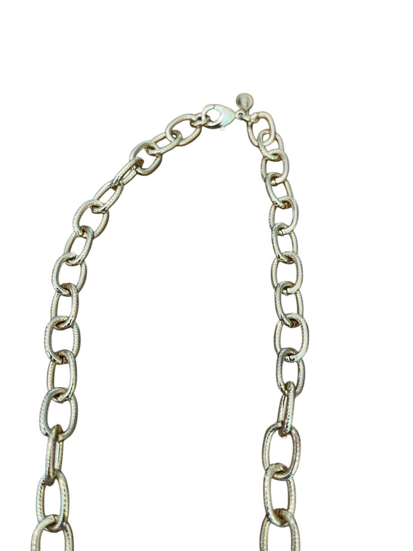 Express 2" Round Pendant Chain Chunky Necklace Goldtone Black 36 Inch