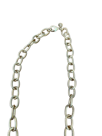 Express 2" Round Pendant Chain Chunky Necklace Goldtone Black 36 Inch