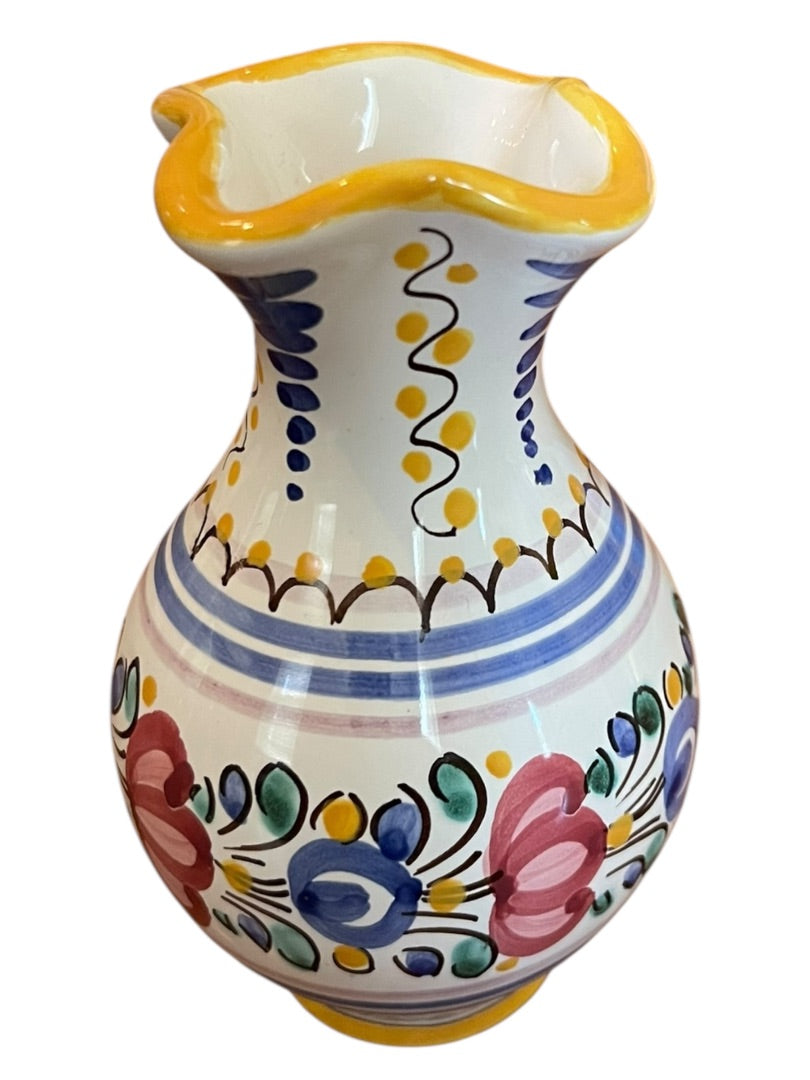 Modra Slov Ludova Majolika Handpainted Small 4" Floral Bud Vase C-104-02