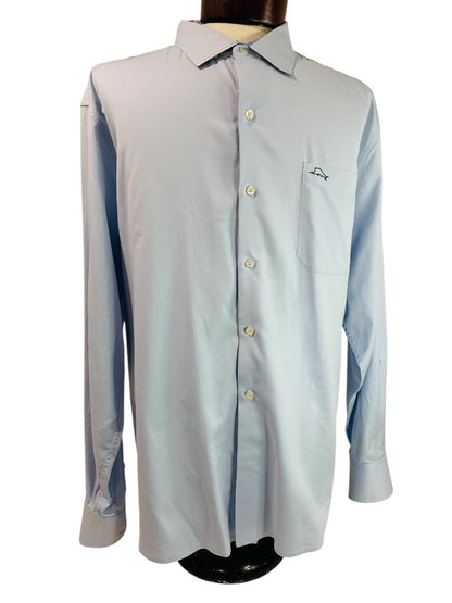 XL Tommy Bahama Mens Button Up Silk Blend Dress Shirt Light Blue