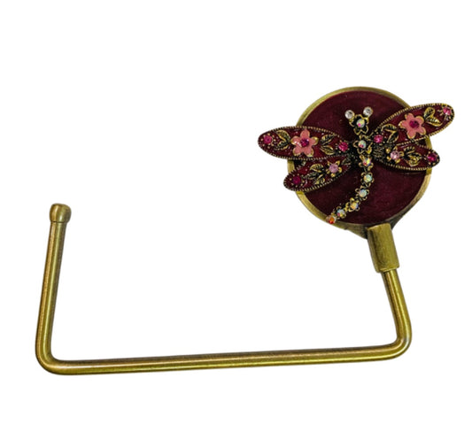 Goldtone Dragonfly Purse Cane Table Hook Embellished Sparkle