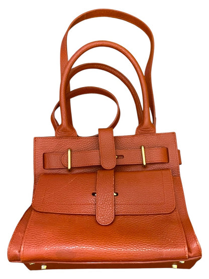 Furla Rust Pebbled Leather Handbag Satchel Shoulder Strap Italy