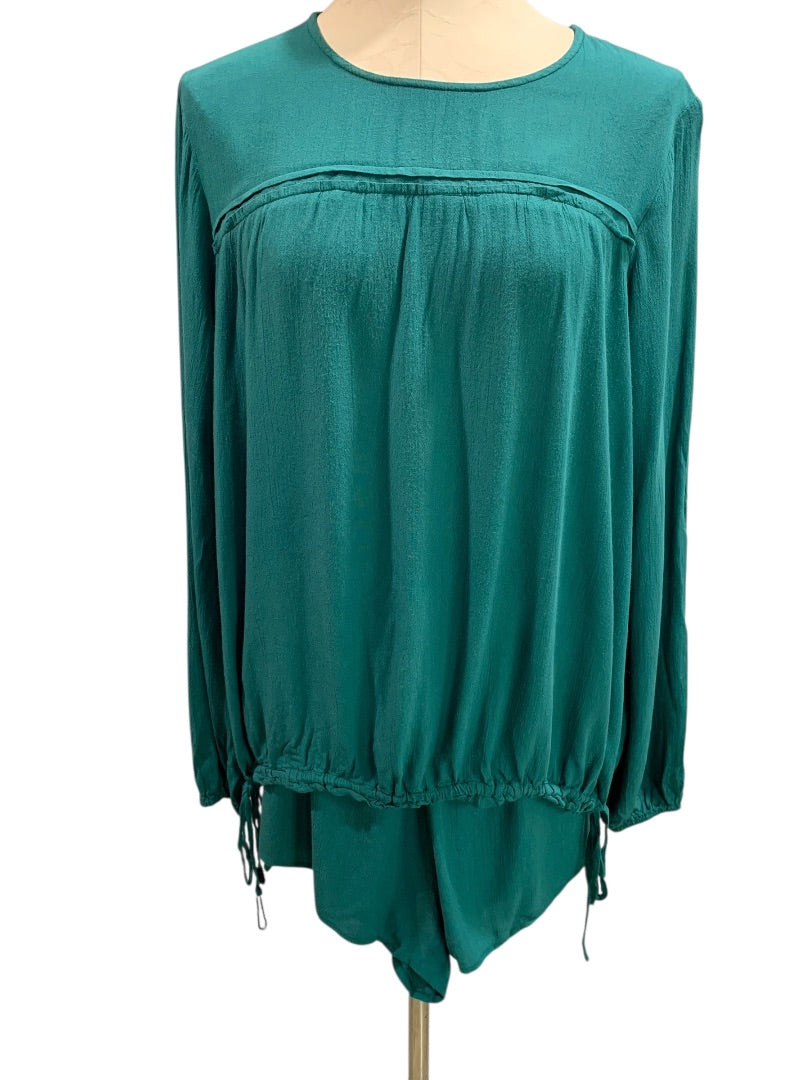 Large Tavik+ Womens Lounge Set Shorts Shirt Emerald Green