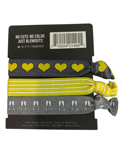 Bun-Day Besties Set of 6 New Hair Elastics Gray Yellow Heart Champagne