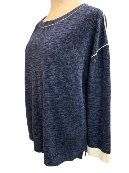 XL T by Talbots Womens Navy Blue Heather Pullover Sweater Casual