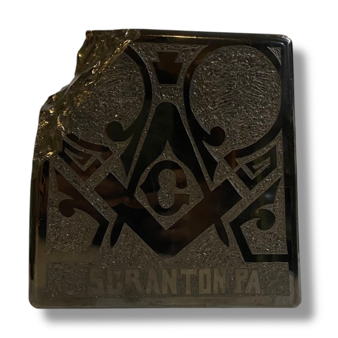 Vintage Scranton PA Masonic Tabletop Anthracite Coal Shelf Sitter 6.5"d x 6.25" Award