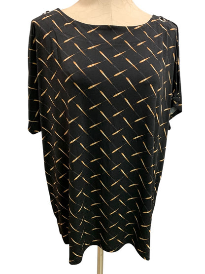 2X Notations Womens Pullover Shirt Split Sleeve Rivets