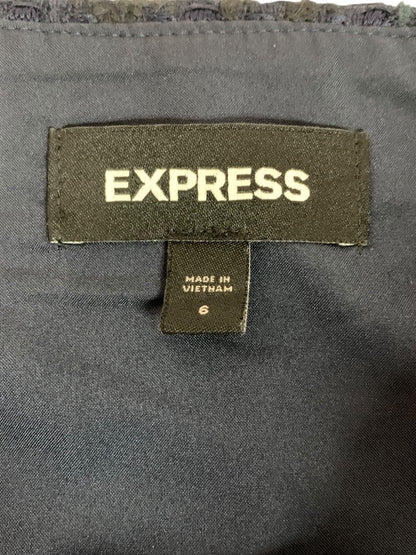 Size 6 Express Navy Blue Tweed Skirt Business Lined