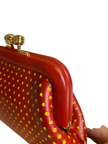 Vintage Dooney & Bourke Cabrio Leather Kisslock Coin Purse Red Leather