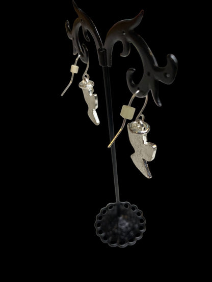 Angel Earrings Fishhook Pierced Silvertone 1.4" Drop Sparkly