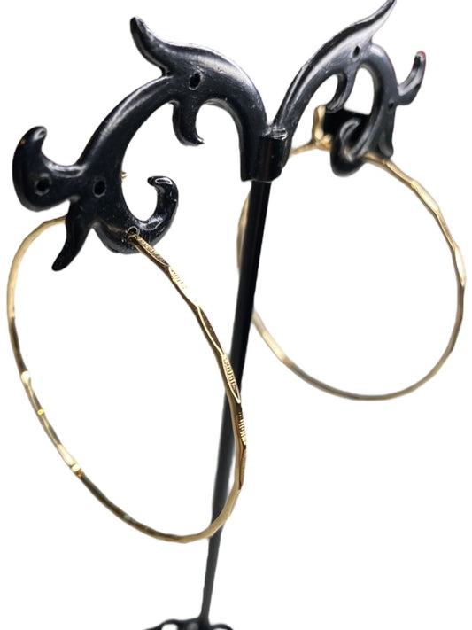 Goldtone Wire Hook Pierced Earrings 1.5" Diameter Delicate