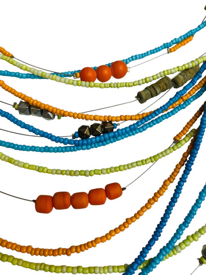 Chicos Boho Multistrand Seed Bead Multicolor Necklace 18-22"