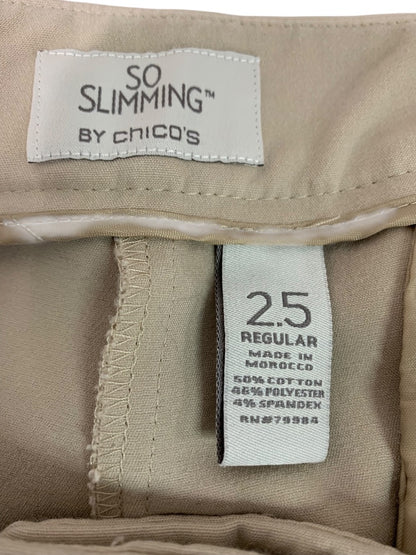 Size 14 (2.5) Chicos Womens So Slimming Tan Pants Stretch Straight Leg