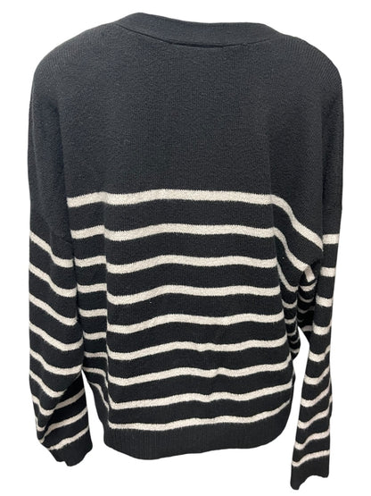 18/20 Lane Bryant Long Sleeve Button Down Striped Cardigan Black & White