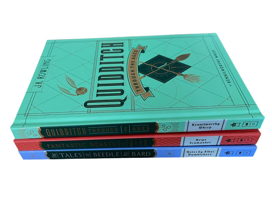 Box Set of 3 Hogwarts Library JK Rowling Quidditch Fantastic Beedle the Bard