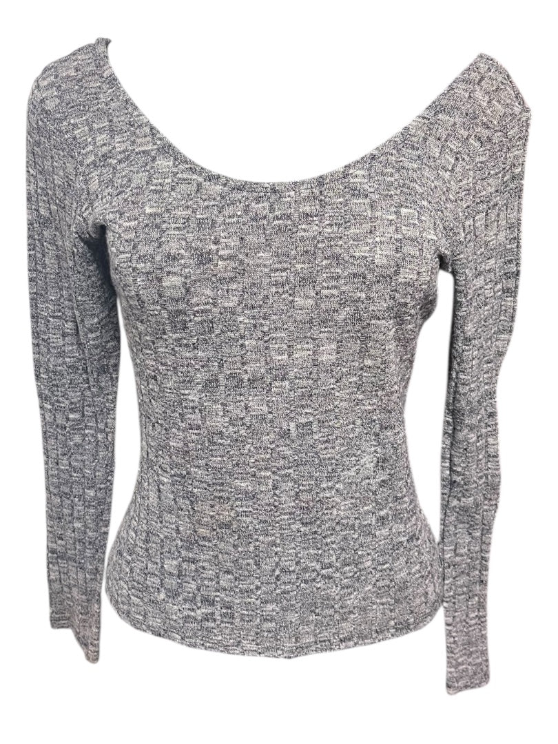 Medium Ultra Flirt Ribbed Fitted Womens Top Marled Purple Scoop Neck