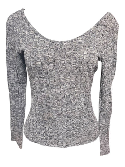 Medium Ultra Flirt Ribbed Fitted Womens Top Marled Purple Scoop Neck