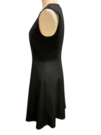 Size 6 Tahari A-Line Tristen Dress Heather Black Front Zip Lined