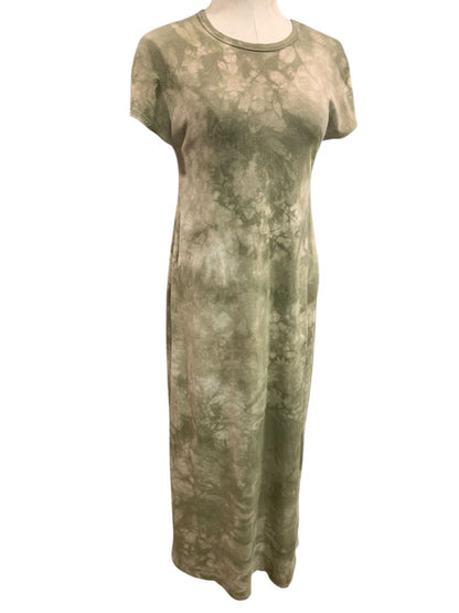 Size XS LulaRoe Maria Tshirt Maxi Dress Tie Dye Olive Green Tan