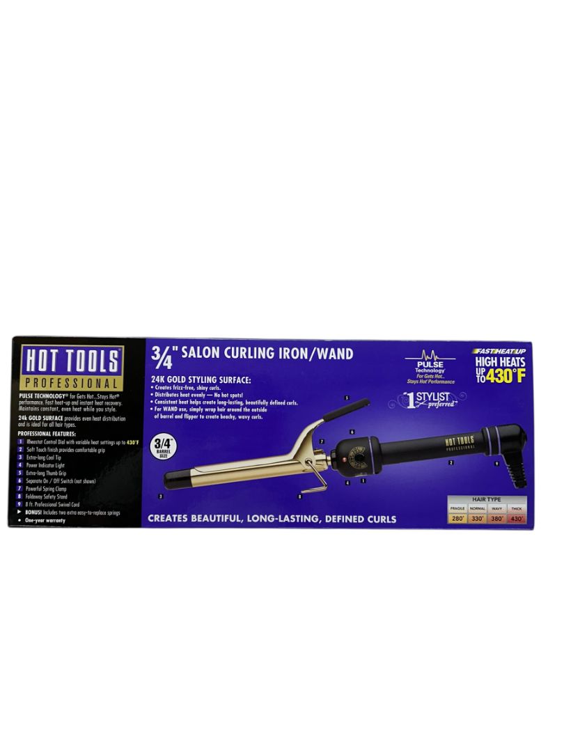 Hot Tools Professional Hair Curling Iron 3/4" 1101 Spring Gold Styling Beauty New