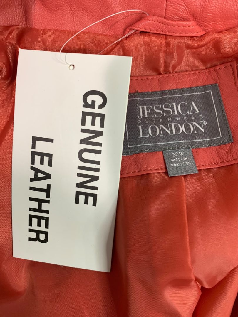 Size 22W Jessica London New Womens Coral Leather Jacket