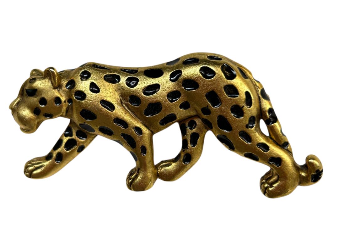 Goldtone Stalking Jaguar Brooch Signed Multilana 2.5" Pin