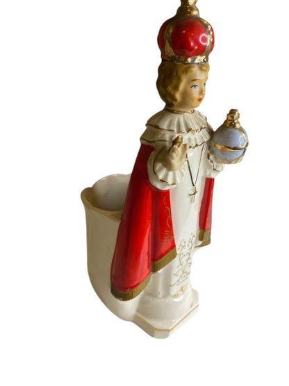 Vintage Lego Infant of Prague Ceramic Planter 7.25"