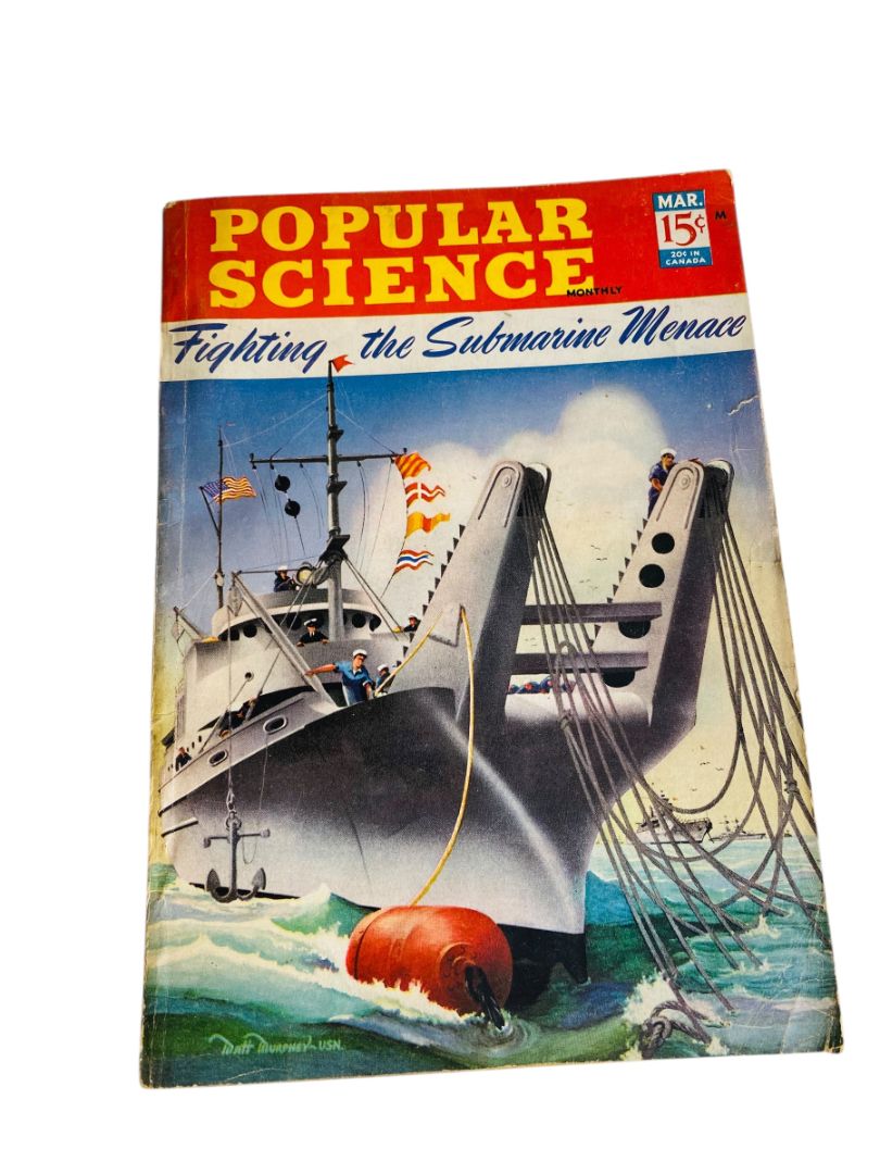 Popular Science March 1942 Magazine Fighting the Submarine Menace