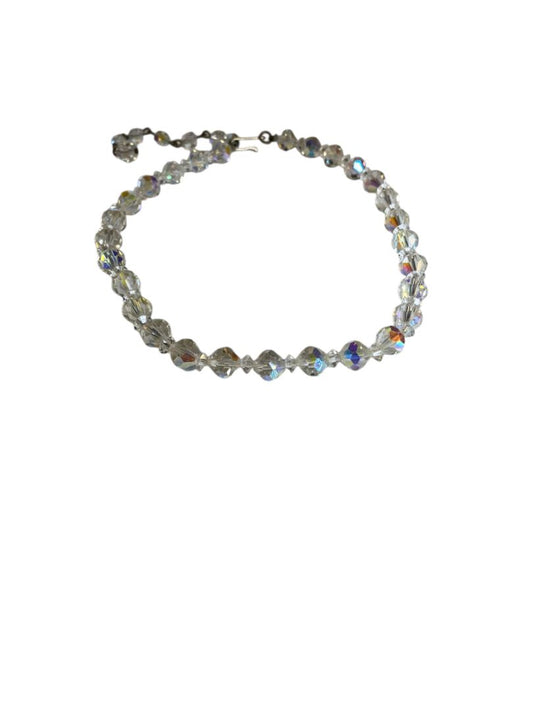 Vintage Signed Laguna Aurora Borealis Beaded Necklace Hook Closure 15"