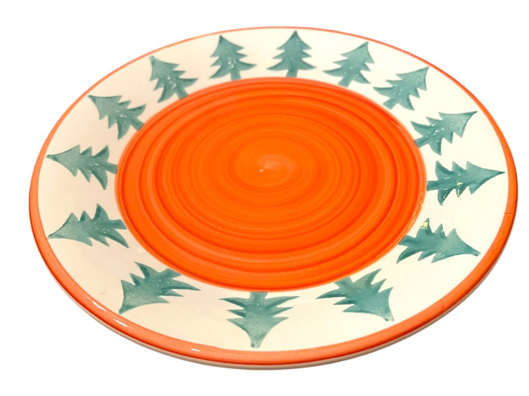 Set of 3 Pier 1 Christmas Tree 9.5" Salad Plates Pottery Christmas