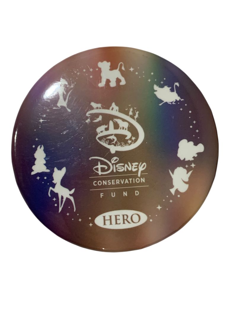 Set of 2 Disney Pinback Buttons Conservation Fund Hero 3" Diameter