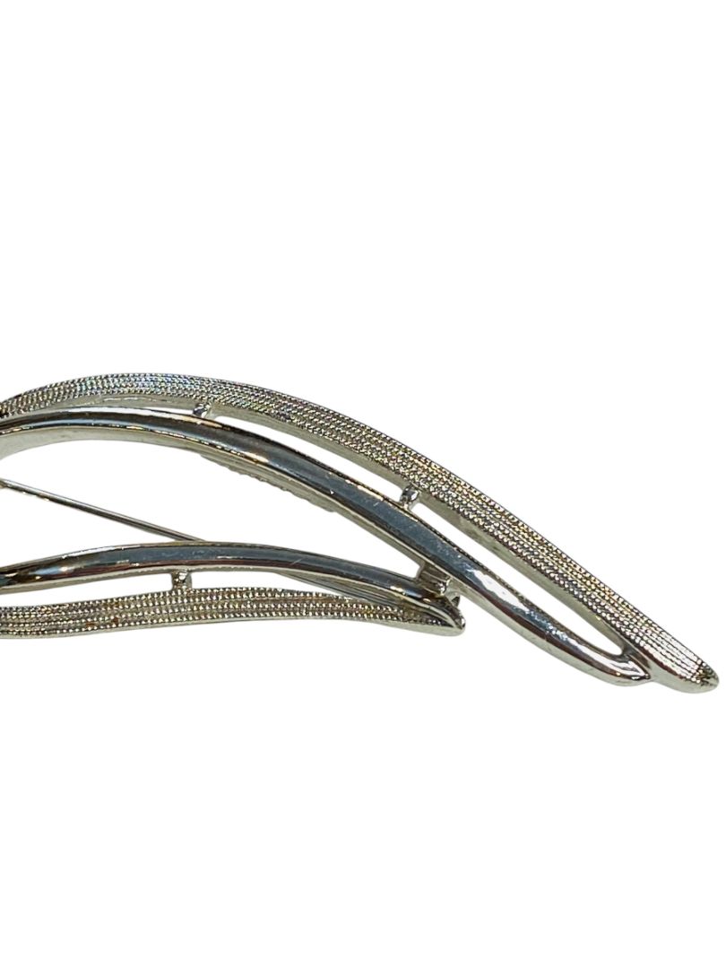 Vintage Signed Sarah Coventry Silvertone Rhinestone Brooch Pin Abstract 2.5"