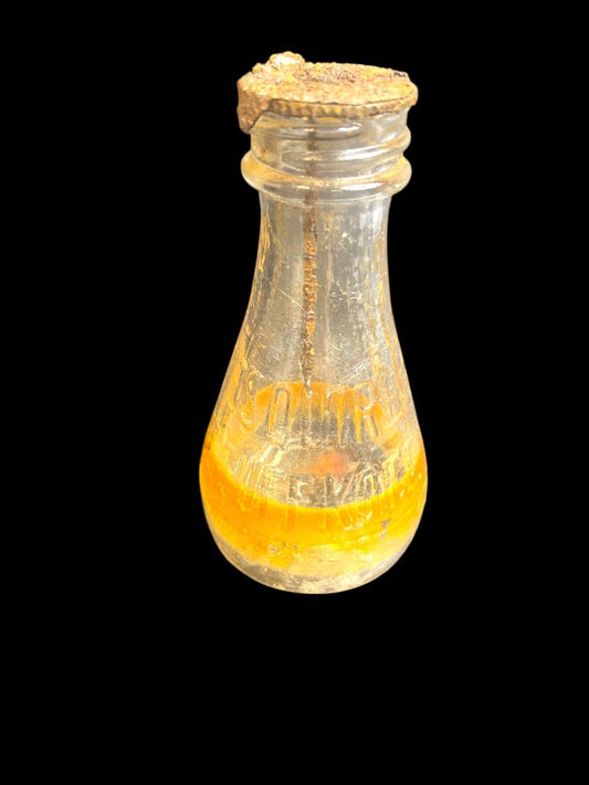 Vintage Esquire Scuff-Kote Clear Glass Shoe Polish Bottle and Cap 4"h