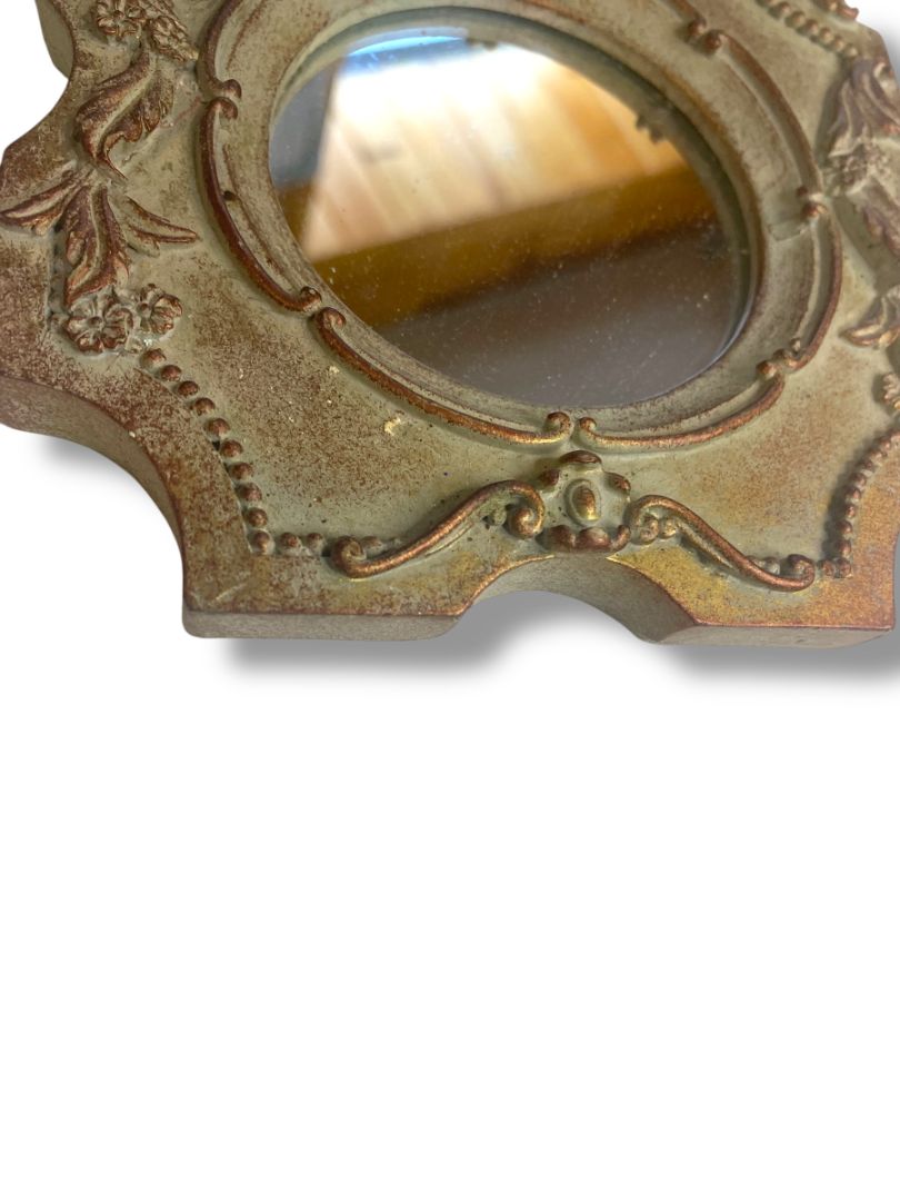 Small Wall Hanging Accent Mirror Shabby Chic Resin 6"h x 5"w