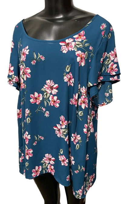2X Torrid Women's Georgette Flutter Short Sleeve Pullover Blouse