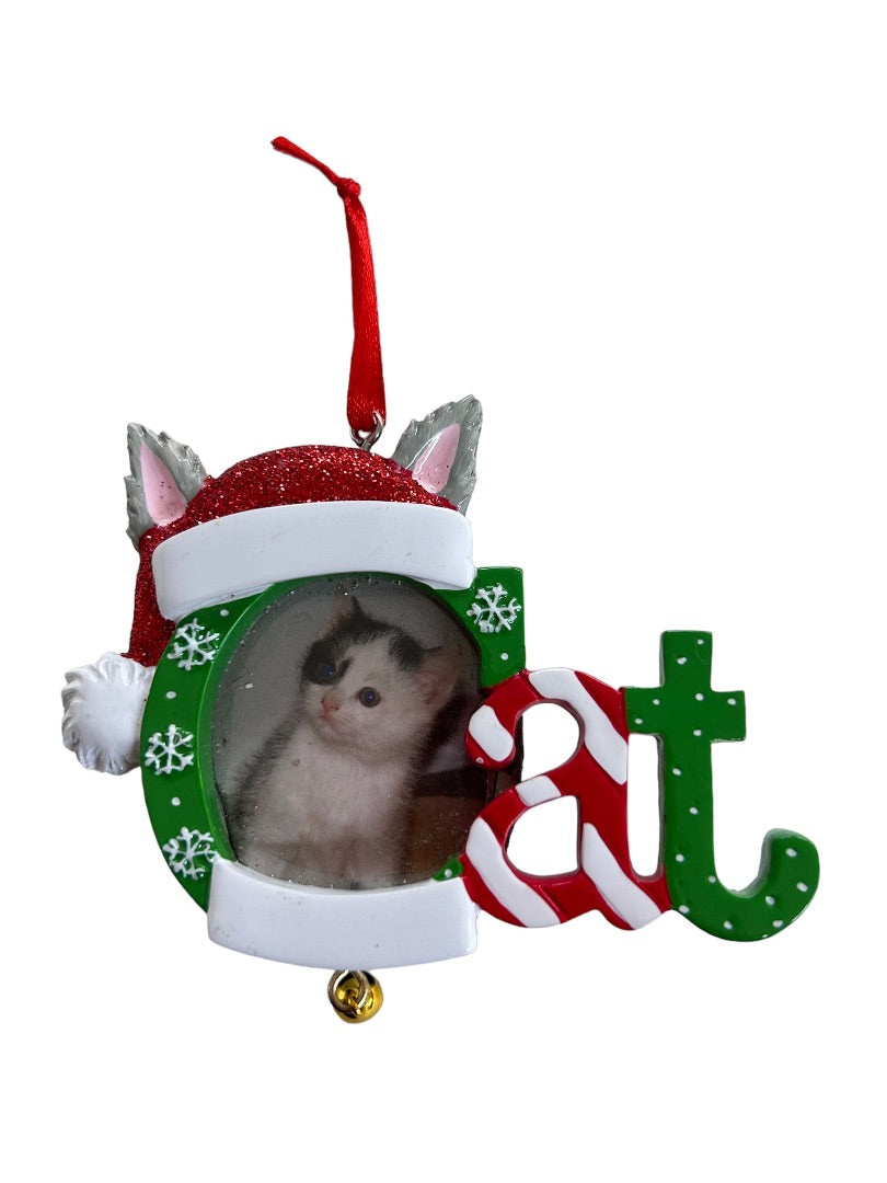 Holiday Ornament "Cat" Photo Frame Bell Cat  1.5" Holiday Christmas