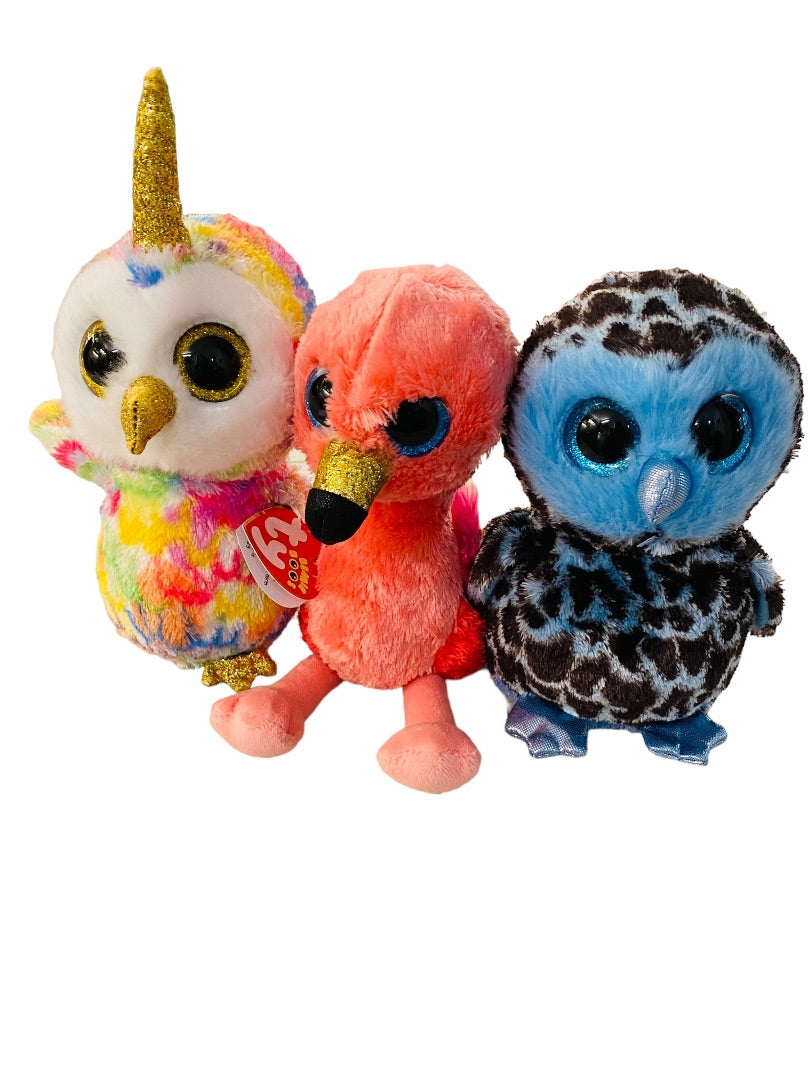 Ty Beanie Boos Stuffled Plush Gilda Flamingo Yago Owl Enchanted Unicorn Owl