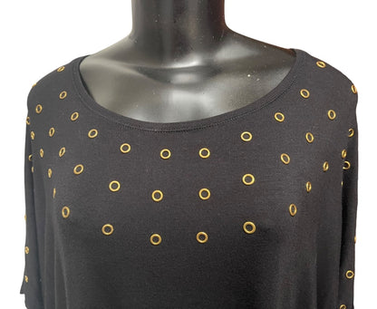 3X Philosophy Woman Republic Clothing Black Top with Gold Grommets