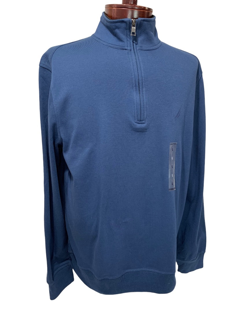 Large Nautica Mens New Lapis Blue 1/4 Zip Pullover Shirt Navtech