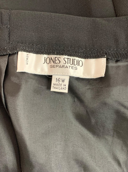 Size 16W Jones Studio Womens Black Dress Pants Lined Partial Elastic Waist Comfort