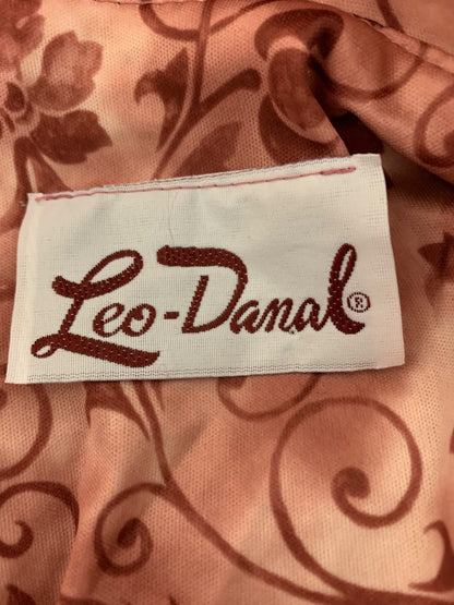 Large Leo-Danal Vintage 1970s Pink Zip Front House Dress Pockets Pullover Shoulder Pads