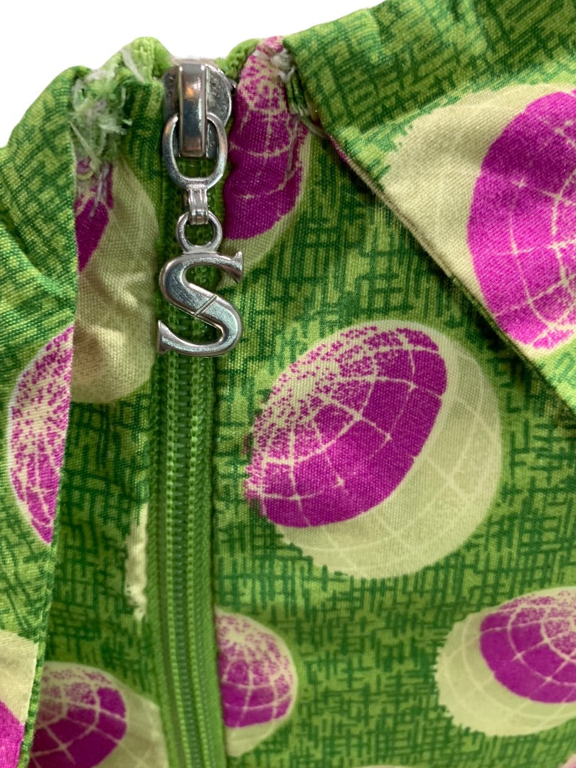 Medium Vintage 1960s One Shoulder Sheath Dress Green Pink